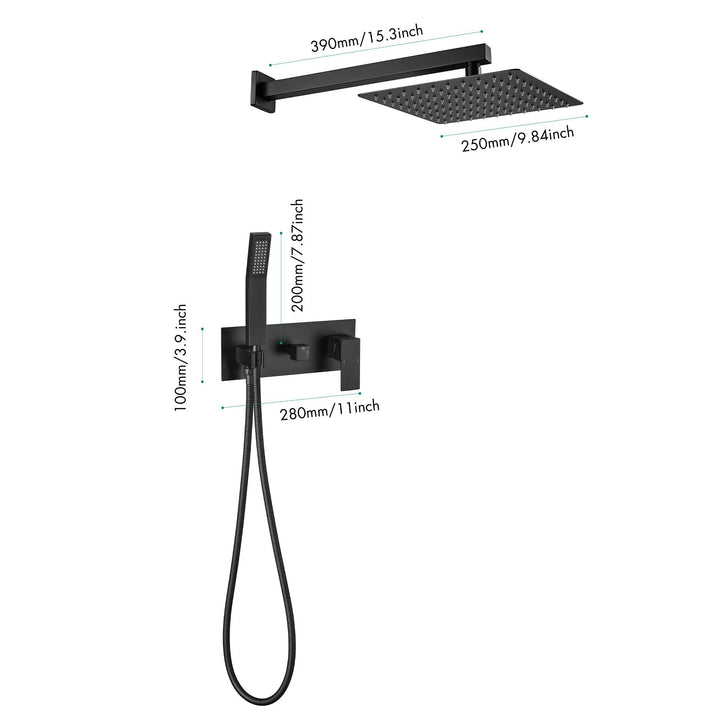 10 Inch Rainfall Shower Head with Handheld Sprayer