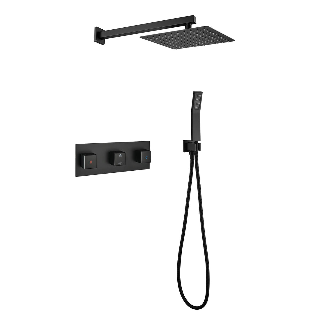 10 inch Brass Matte Black Shower Faucet Set Shower System