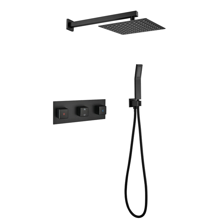 10 inch Brass Matte Black Shower Faucet Set Shower System