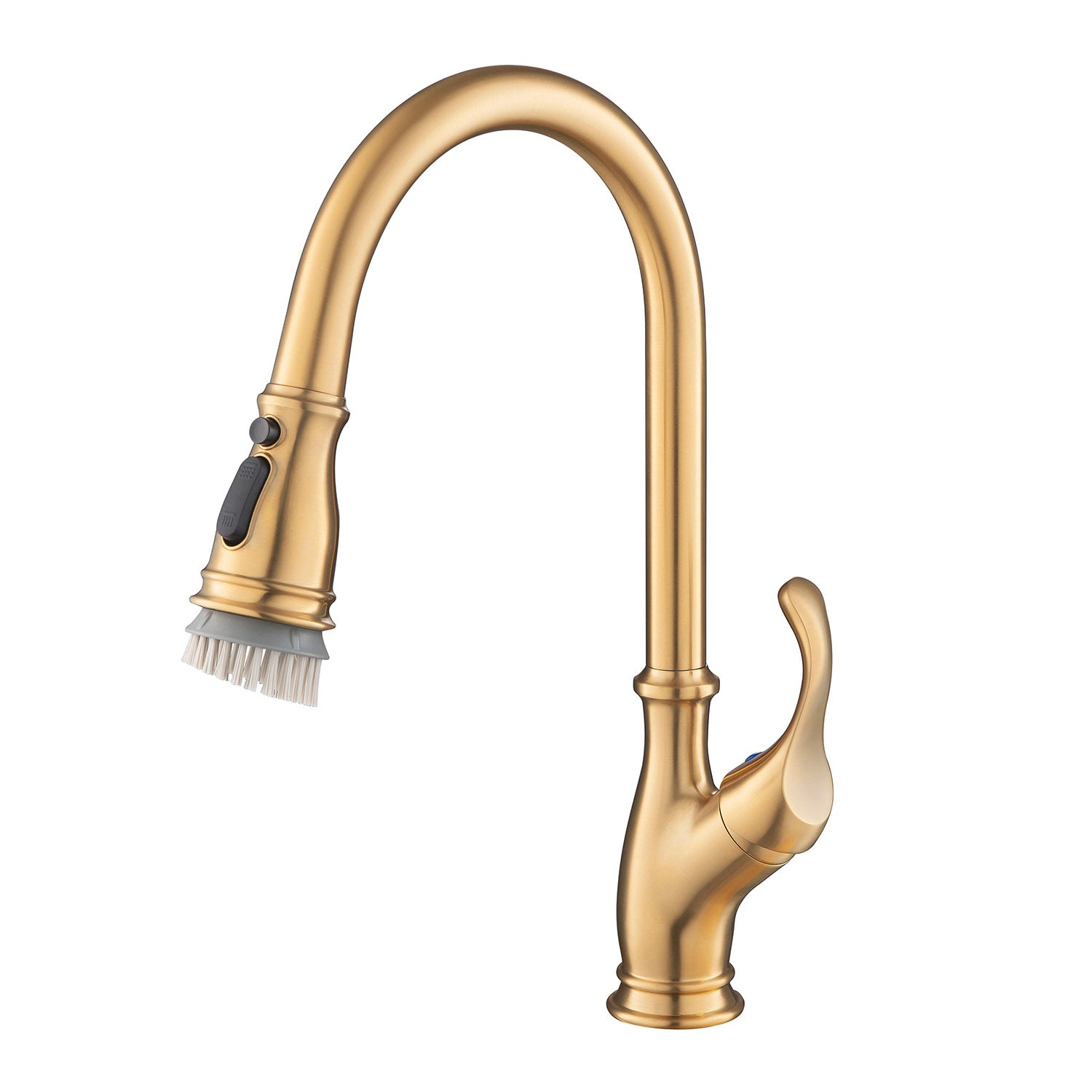 Single Handle Solid Brass Pull Down Kitchen Faucet in Brushed Gold
