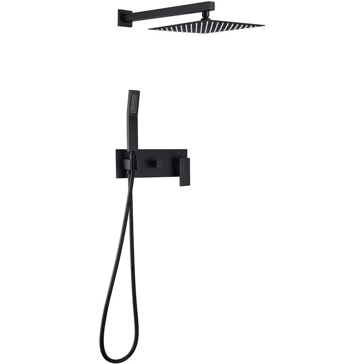 10 inch 1-Spray Patterns with 1.5 GPM Wall Mount Dual Shower Heads in Matte Black