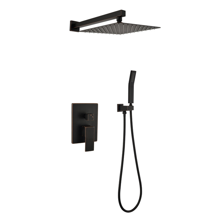 10-in Rain Shower Head Wall Mount Dual Head Waterfall Built-In Shower System