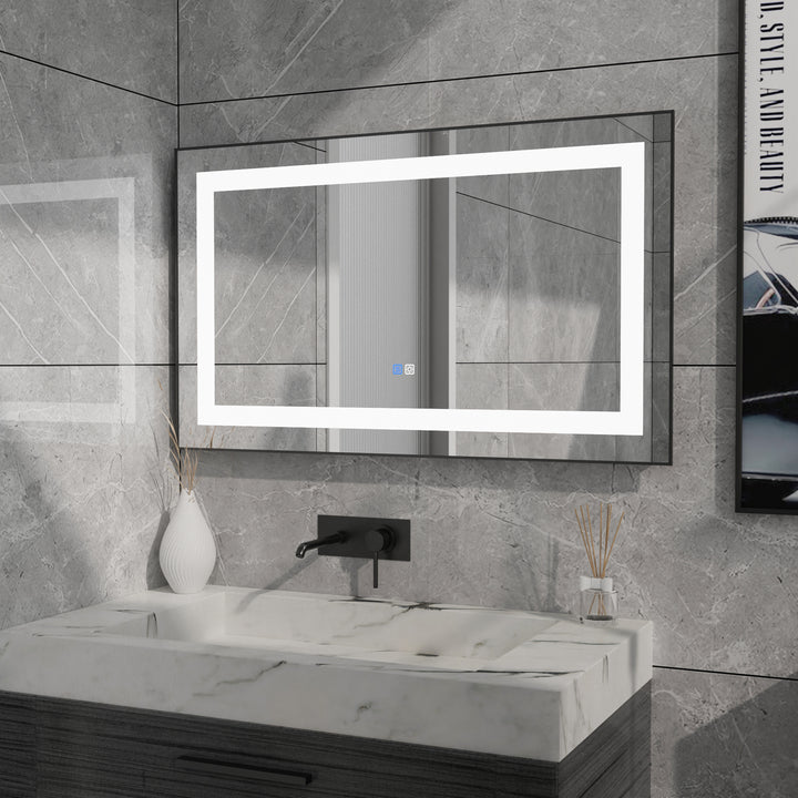40 in. W x 24 in. H Rectangular Framed Vertical Wall Mount Bathroom Vanity Mirror with LED Light