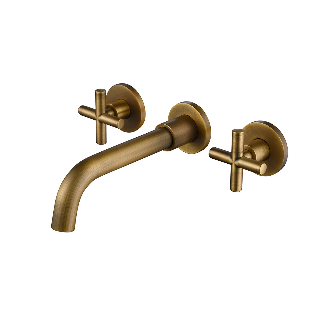 Double Handle Wall Mounted Bathroom Faucet in Archaize