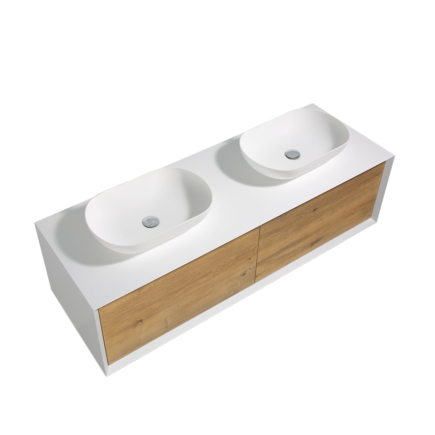 36" Bath Vanity in Natural and White with White Vanity Top with White Basin