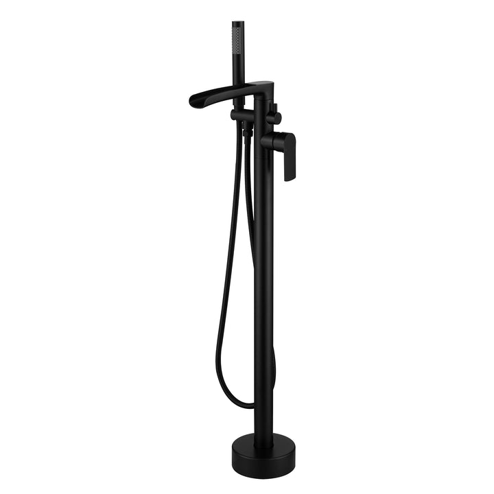 Modern Black Dual Function Freestanding Floor Mounting Waterfall Tub Faucet Filler