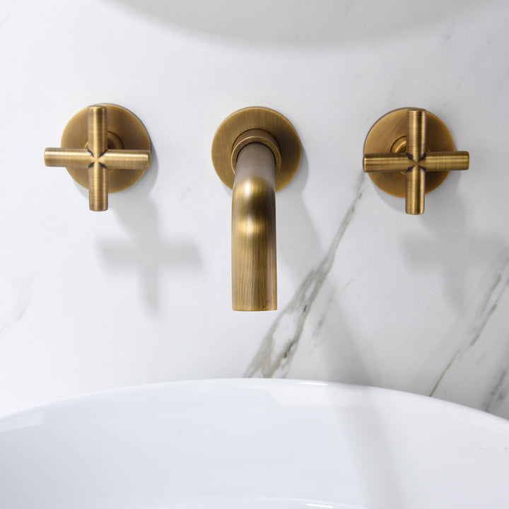 Double Handle Wall Mounted Bathroom Faucet in Archaize