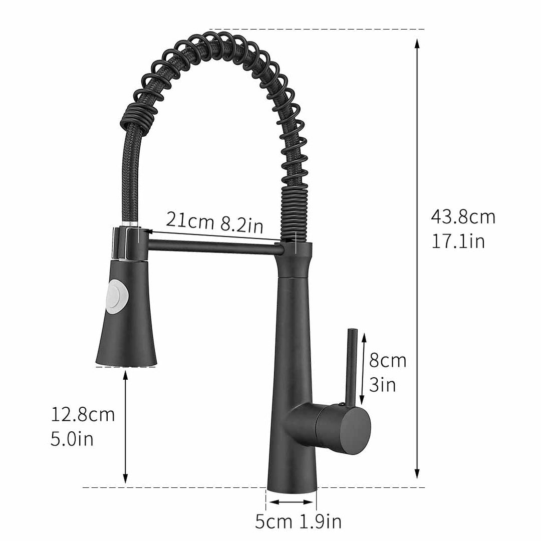 Single Handle Pull Down Sprayer Kitchen Faucet with 360° Rotation in Matte Black