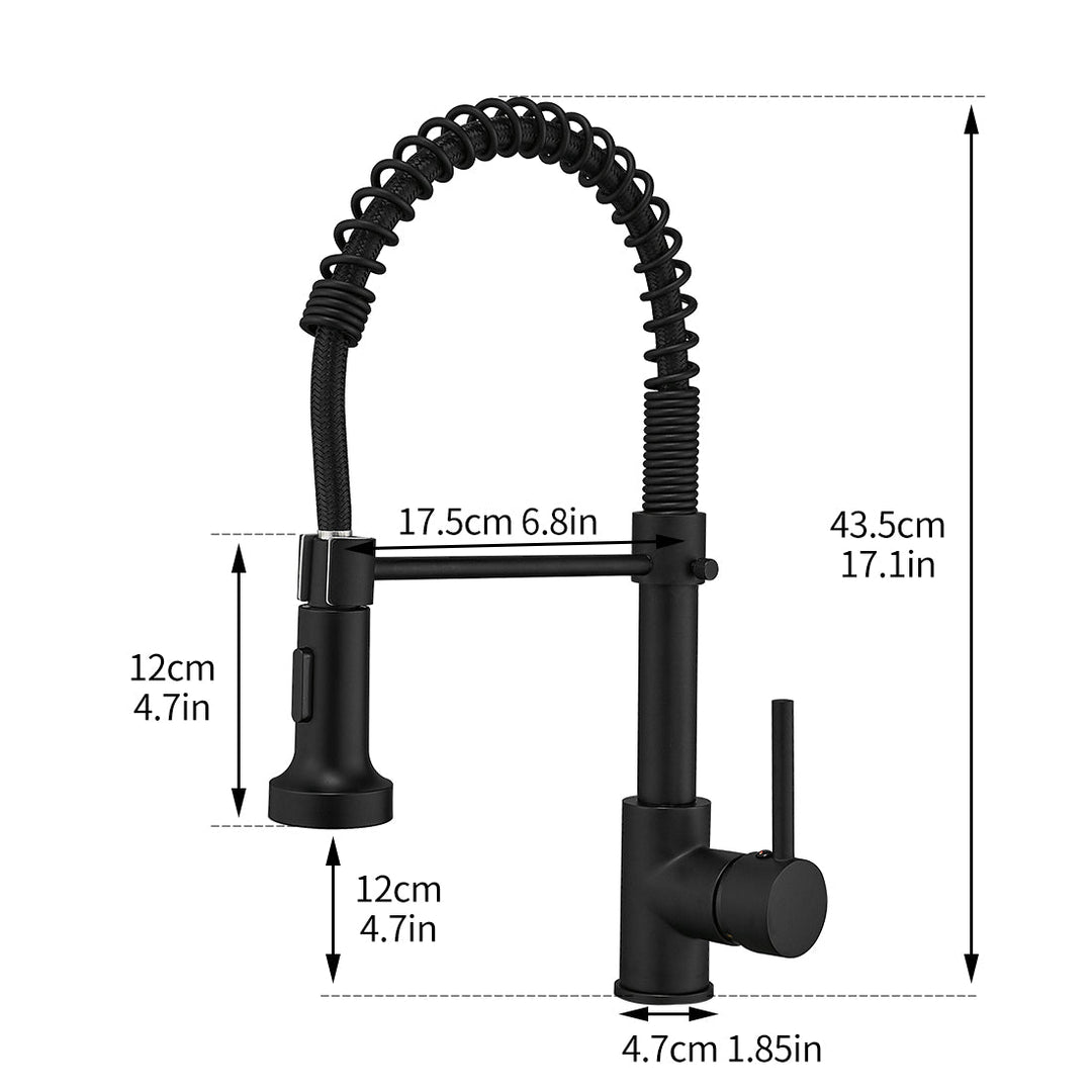 Single Handle Copper Kitchen Faucet in Black