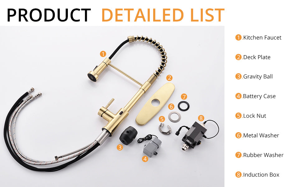 Single Handle Touch Pull Down Sprayer Kitchen Faucet with Deckplate and 360° Rotation