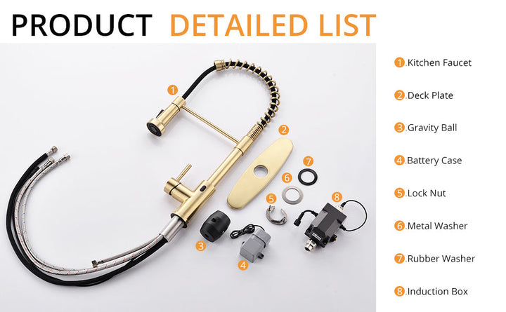 Single Handle Touch Pull Down Sprayer Kitchen Faucet with Deckplate and 360° Rotation