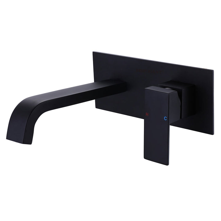Single-Handle Wall Mounted Faucet with Cover Plate in Matte Black