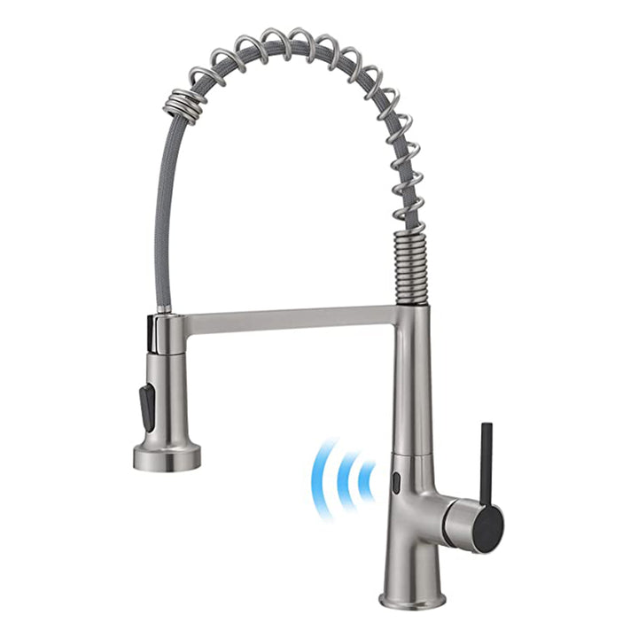 Single Handle Touchless Deck Mount Gooseneck Pull Down Sprayer Kitchen Faucet