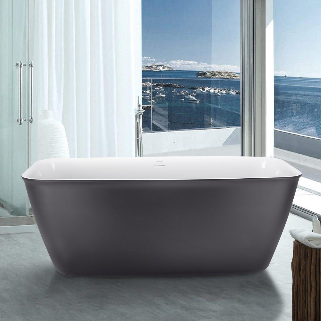 59″ Gloss  Acrylic Oval Freestanding Soaking Bathtub