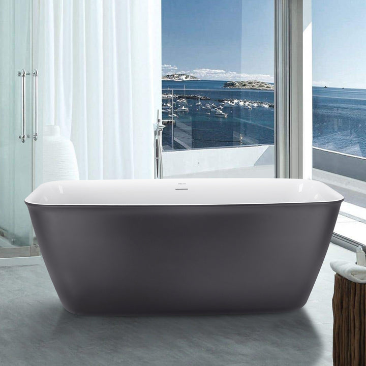 28-in W x 59-in L Gloss  Acrylic Oval Freestanding Soaking Bathtub
