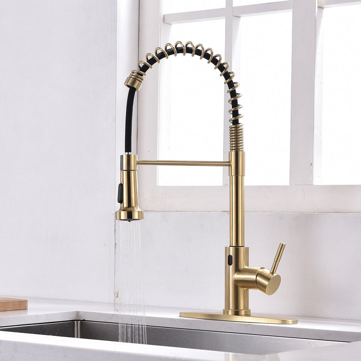 Single Handle Touch Pull Down Sprayer Kitchen Faucet with Deckplate and 360° Rotation
