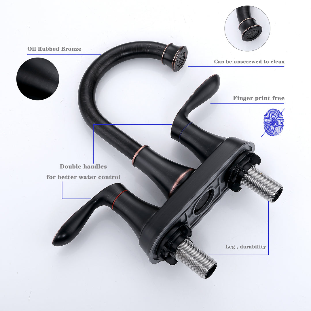 2-Handle 4-Inch Bathroom Vanity Sink Faucets with Pop-up Drain and Supply Hoses
