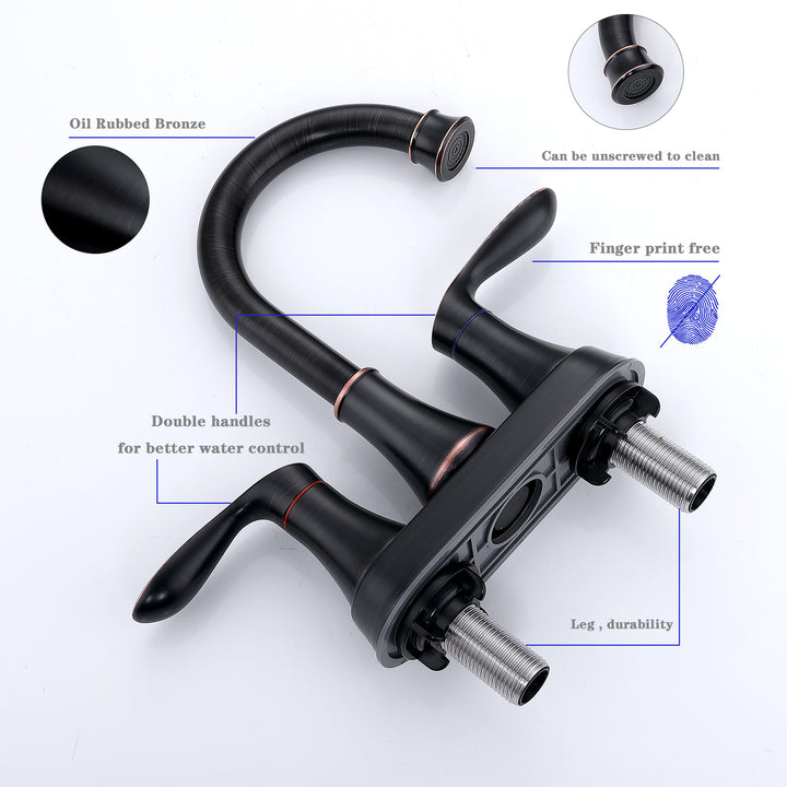 2-Handle 4-Inch Bathroom Vanity Sink Faucets with Pop-up Drain and Supply Hoses