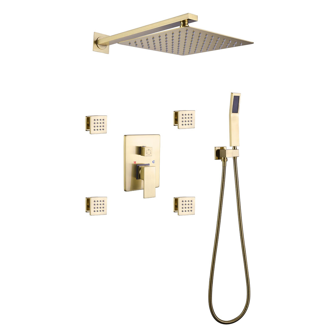 10 inch Shower Faucet Set with 4 PCS Shower Body Sprayer Jets
