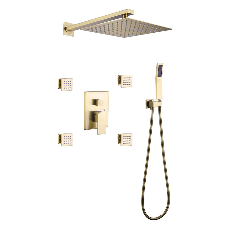 10 inch Shower Faucet Set with 4 PCS Shower Body Sprayer Jets