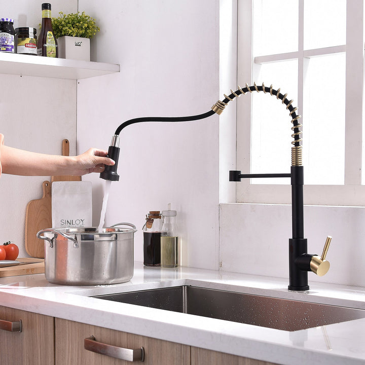 Single Handle Touch Pull Down Sprayer Kitchen Faucet with Deckplate and 360° Rotation