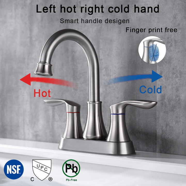 2-Handle 4-Inch Bathroom Vanity Sink Faucets with Pop-up Drain and Supply Hoses