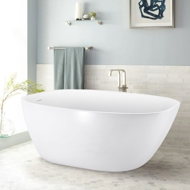 59" White Acrylic Freestanding Soaking Bathtub