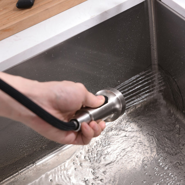 Single Handle Touch Pull Down Sprayer Kitchen Faucet with Deckplate and 360° Rotation