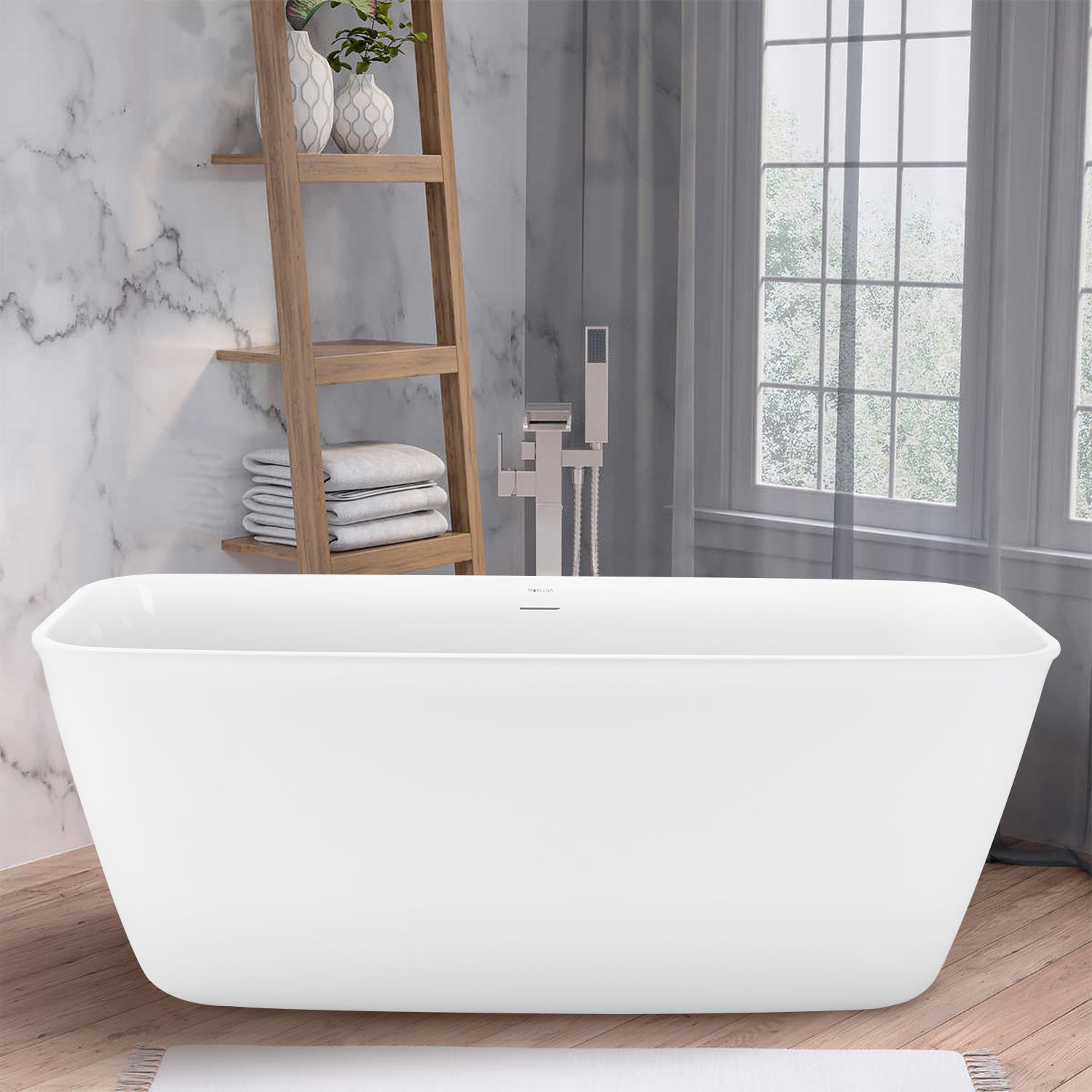 59″ Gloss  Acrylic Oval Freestanding Soaking Bathtub