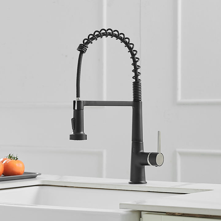 Single Handle Touchless Deck Mount Gooseneck Pull Down Sprayer Kitchen Faucet