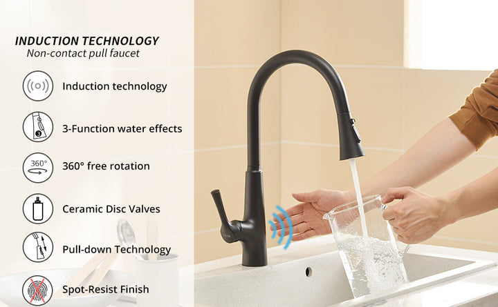 Single Handle Touch Pull Down Sprayer Kitchen Faucet with 360° Rotation
