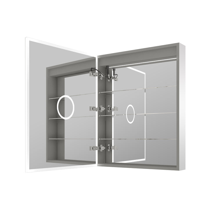 24 in. x 30 in. Rectangular Recessed/Surface Mount Left Medicine Cabinet with Mirror and LED Light