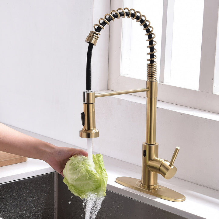 Single Handle Touch Pull Down Sprayer Kitchen Faucet with Deckplate and 360° Rotation