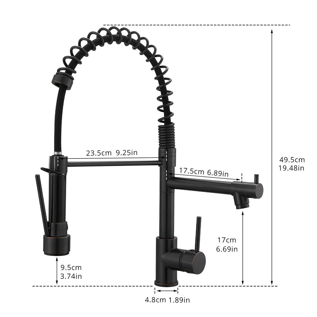 Black Single Handle Pull Down Sprayer Spring Kitchen Faucet