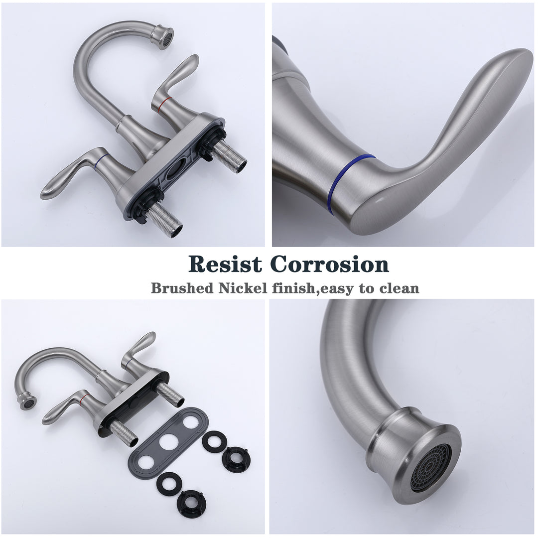 2-Handle 4-Inch Bathroom Vanity Sink Faucets with Pop-up Drain and Supply Hoses