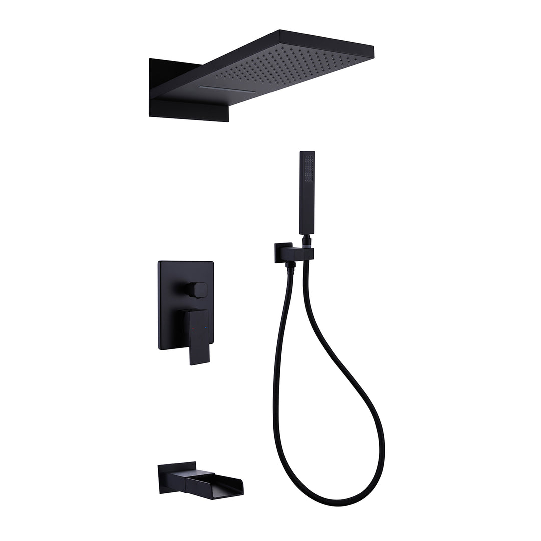 Wall Mounted Bathroom Luxury Rainfall Mixer Shower Tub Spout Combo Set