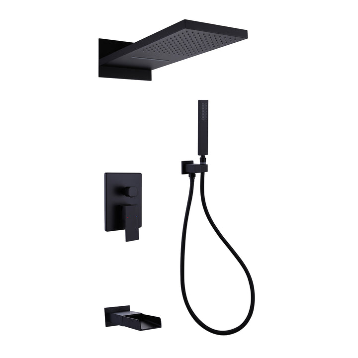 Wall Mounted Bathroom Luxury Rainfall Mixer Shower Tub Spout Combo Set