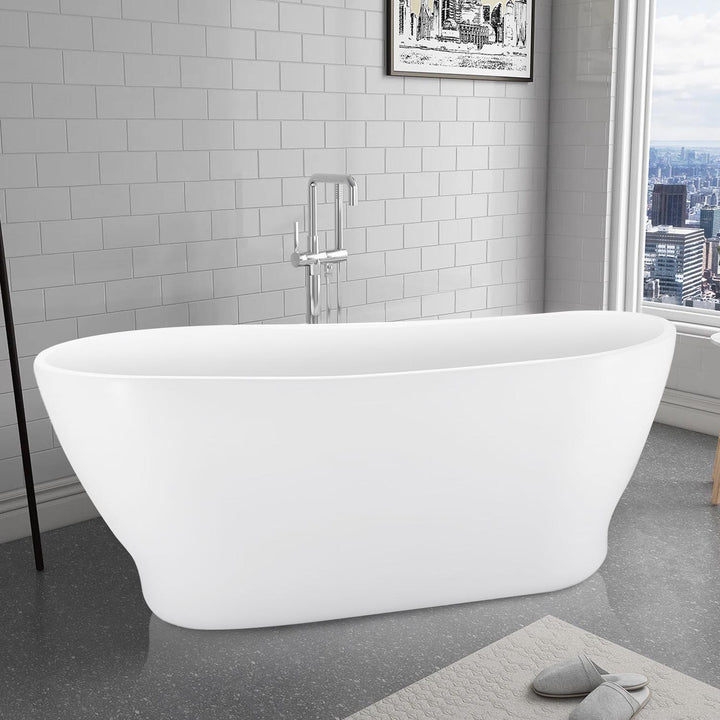 59"/63"/67"White Acrylic Freestanding Soaking Bathtub
