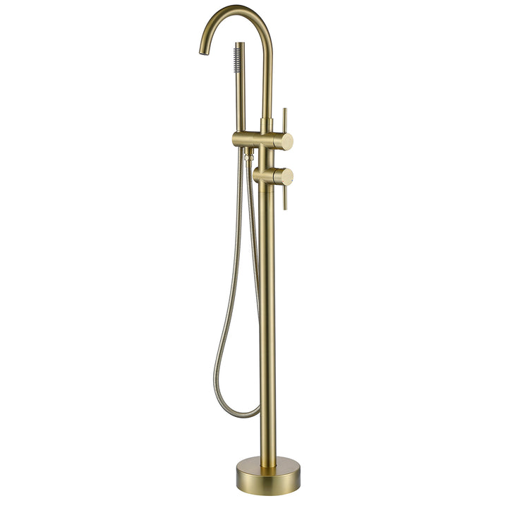 Freestanding Bathtub Faucet With Handheld Shower in  Brushed Gold