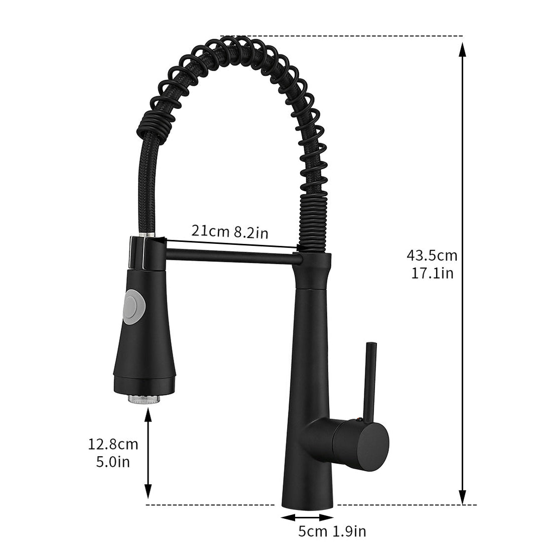 Single Handle Pull Down Sprayer Kitchen Faucet with 360° Rotation and LED Lights in Matte Black