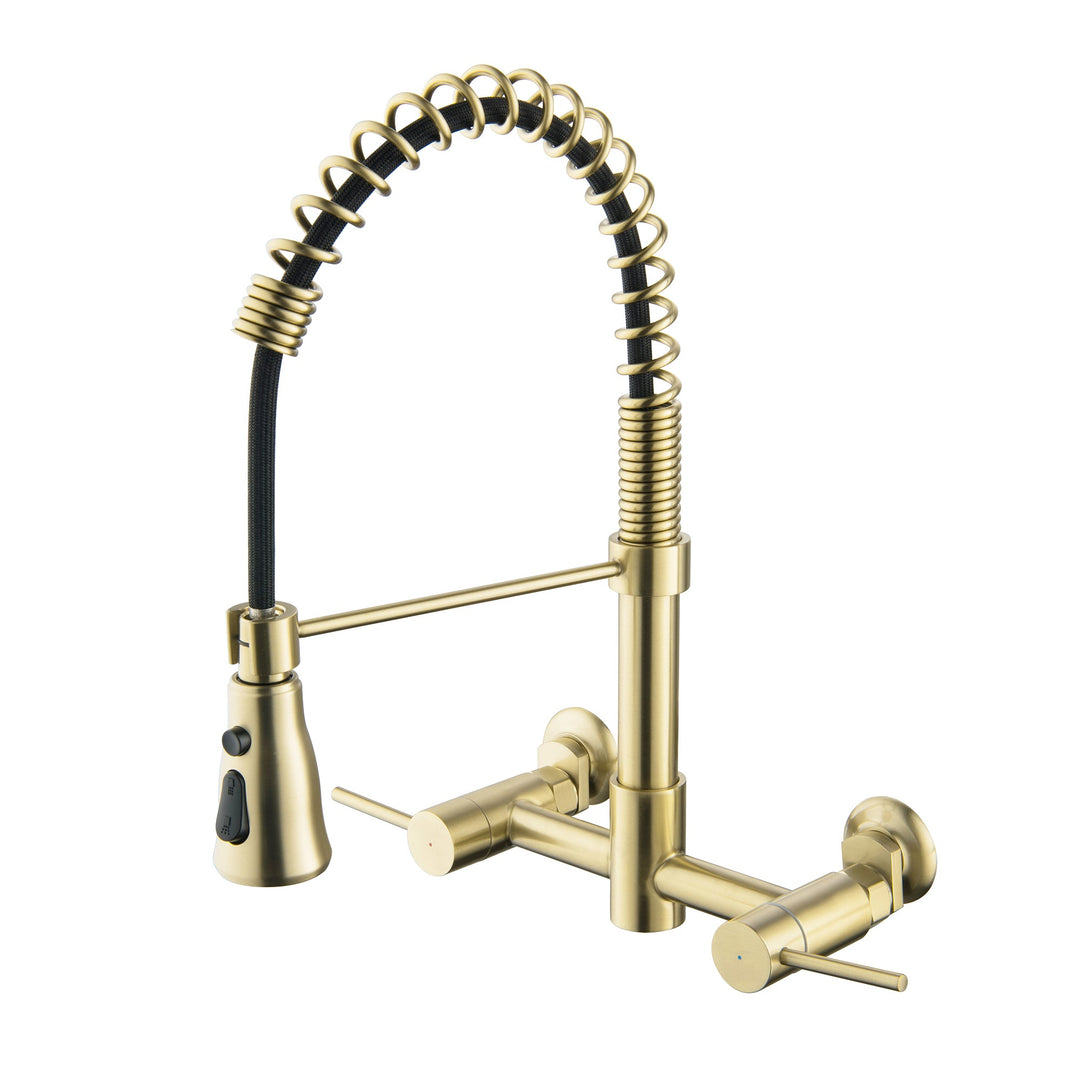 Commercial Solid Brass Pull Down Sprayer Spring Kitchen Sink Faucet