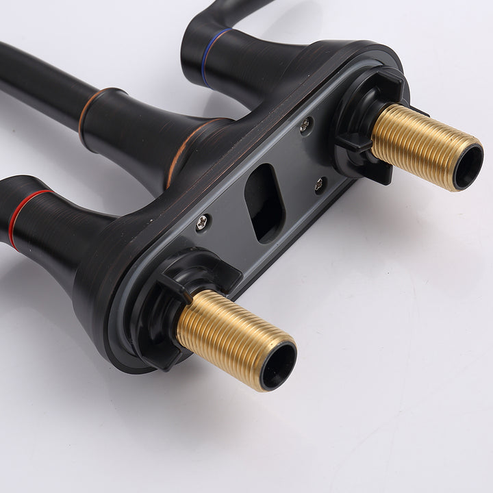 2-Handle 4-Inch Oil Rubbed Bronze Bathroom Vanity Sink Faucets with Pop-up Drain and Supply Hoses 
