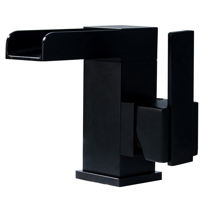 Modern Single Handle Single Hole Bathroom Faucet with Drain Kit Included in Matte Black