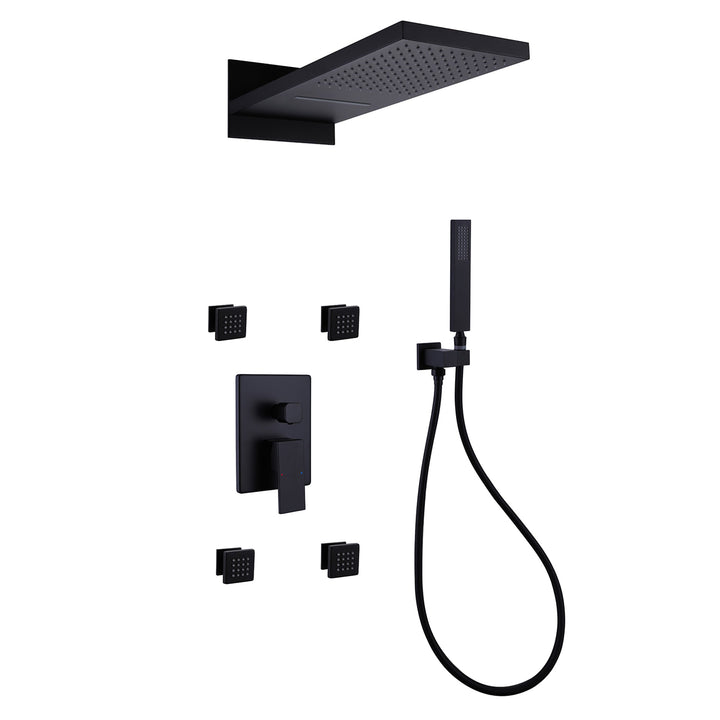 Wall Mounted 3-Function Shower System With 4 Body Jets