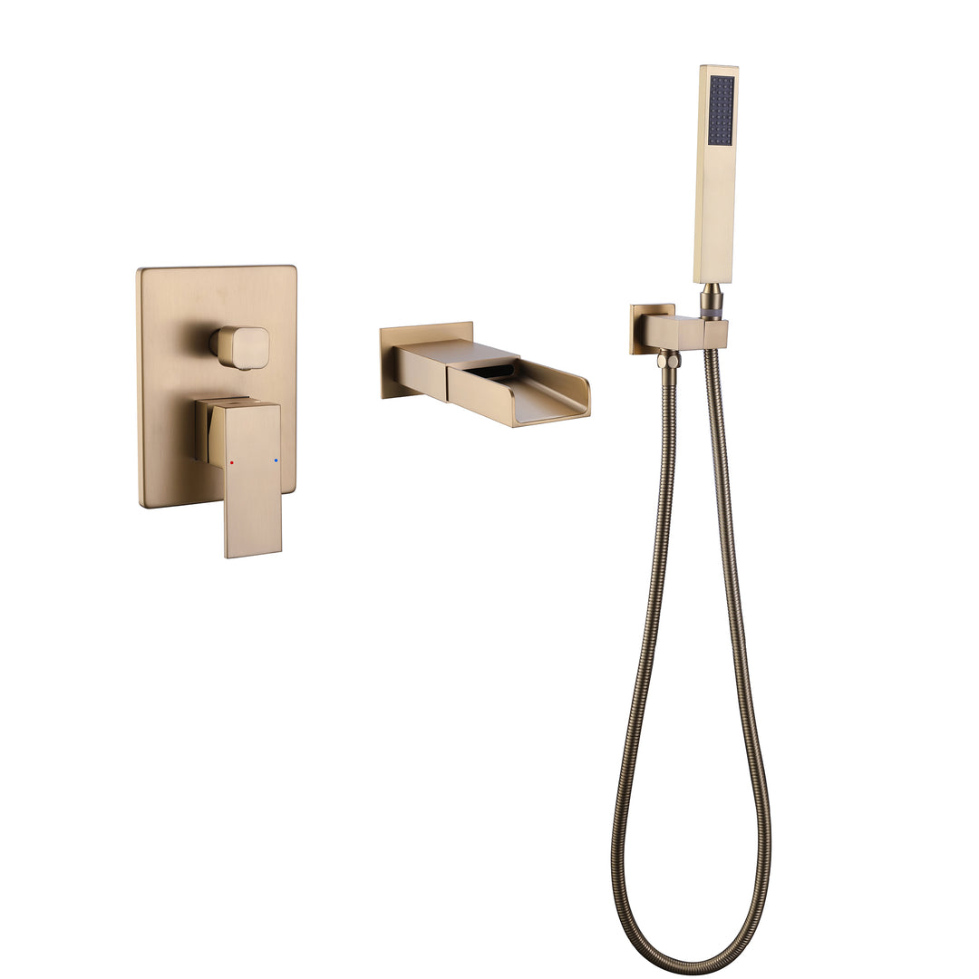 Wall Mounted Bathtub Faucet With Handheld Shower