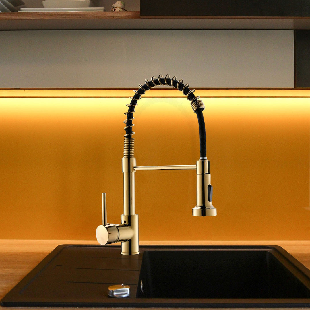 Single Handle Pull Down Sprayer Kitchen Faucet with 360° Rotation