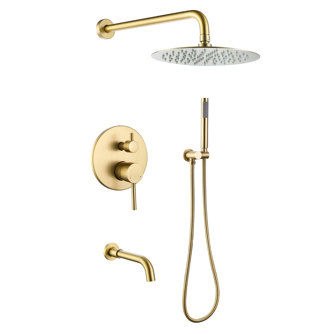 10 inch Tub Shower Faucet Set Complete Rain Shower System with Tub Spout