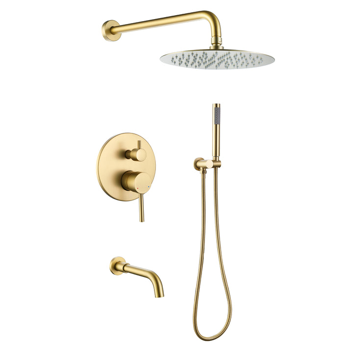 10 inch Tub Shower Faucet Set Complete Rain Shower System with Tub Spout