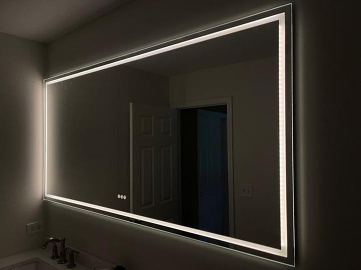 60 in. W x 36 in. H Frameless LED Single Bathroom Vanity Mirror in Polished Crystal