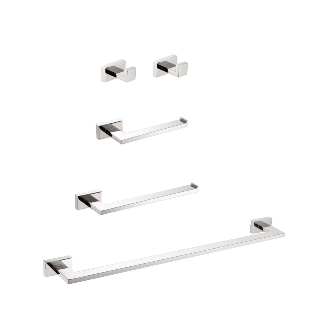 5-Piece Bathroom Hardware Accessories Set, Include 24 Inch Towel Bar, Toilet Paper Holder, Hand Towel Rack, 2 Towel Hooks